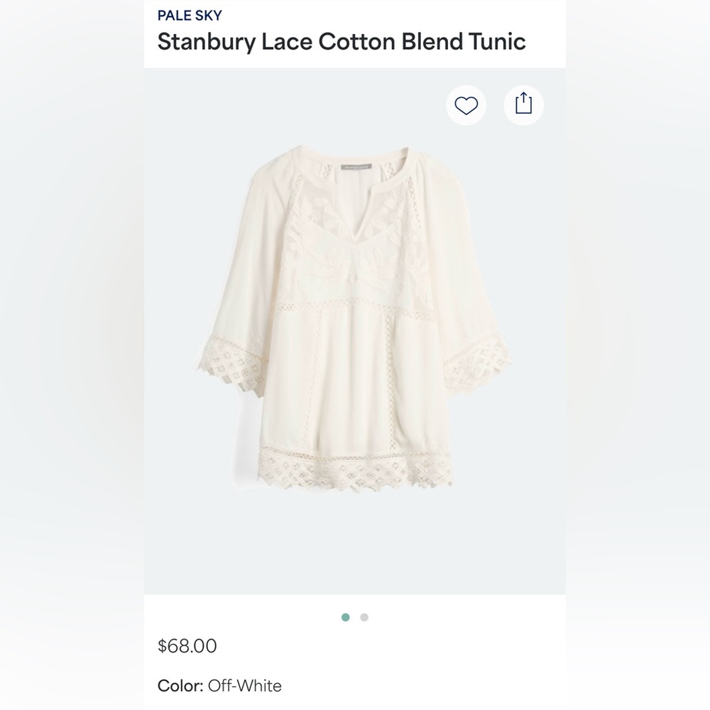 Pale Sky Lace Cotton Blend Tunic